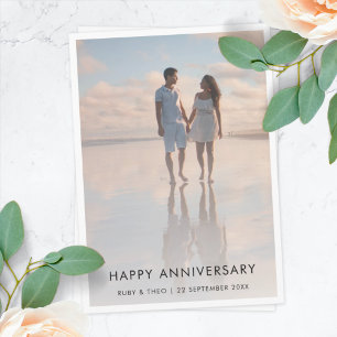 Anniversary Photo Modern Stylish Husband Wife Card