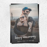 Anniversary Photo | Modern Trendy Stylish Card<br><div class="desc">Simple, stylish custom photo Happy Anniversary card with modern minimalist handwritten script typography and a simple black gradient. The photo and text can easily be personalised for a design as unique as your special husband, wife, partner or for a happy couple! The image shown is for illustration purposes only to...</div>
