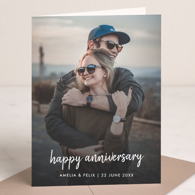 Anniversary Photo | Modern Trendy Stylish Script Card (Creator Uploaded)