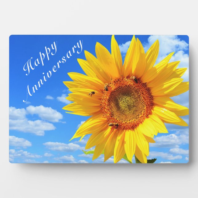 Anniversary Plaque Gift with Sunflower and Bees (Front)