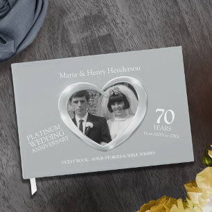 Anniversary platinum wedding photo hearts 70 years guest book