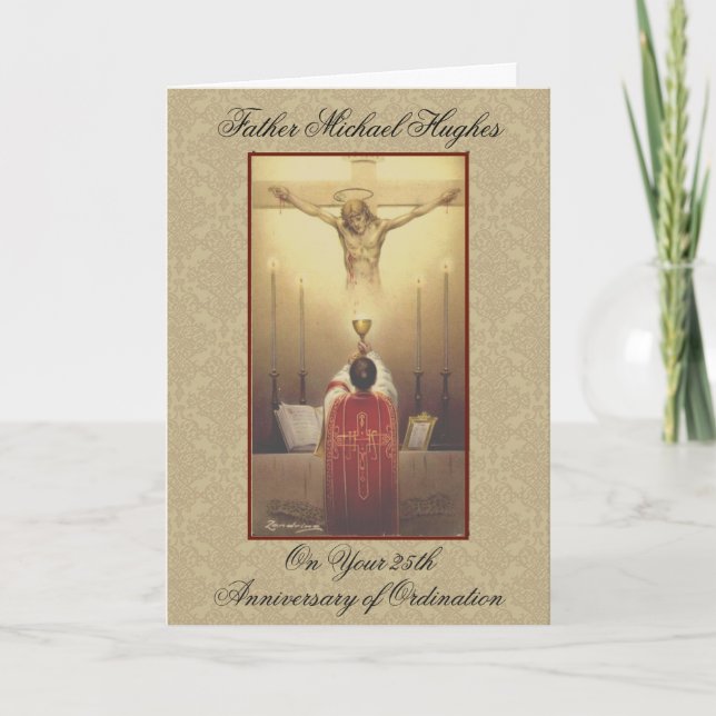 ANNIVERSARY PRIEST ORDINATION HOST CRUCIFIX CARD (Front)