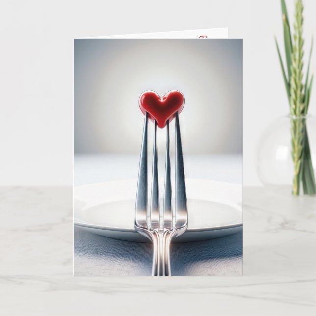 Anniversary Red Heart On a Fork Card (Front)