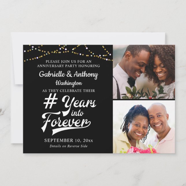 Anniversary Retro # YEARS INTO FOREVER Lights Invitation (Front)