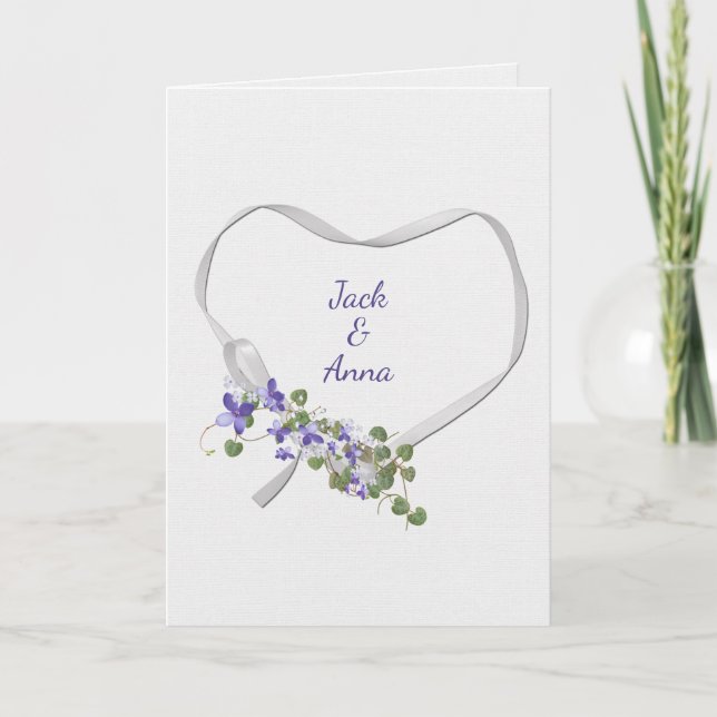 Anniversary Ribbon Heart with Flowers Card (Front)