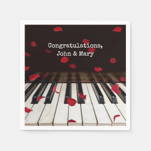 Anniversary Rose Petals on Piano Keys Napkin