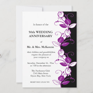 Anniversary Roses (Purple) Invitation