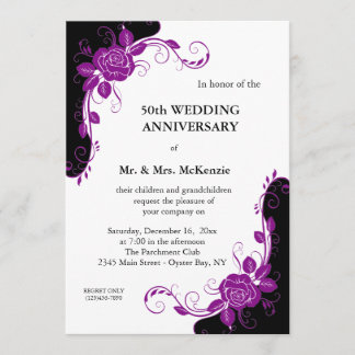 Anniversary Roses (Purple) Invitation