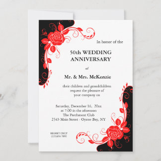 Anniversary Roses (Red) Invitation