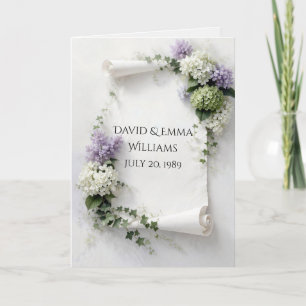 Anniversary Scroll with Lilacs and Hydrangeas  Card