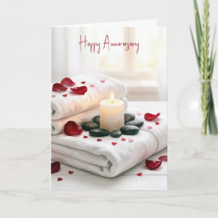 Anniversary Spa with Rose Petals Card