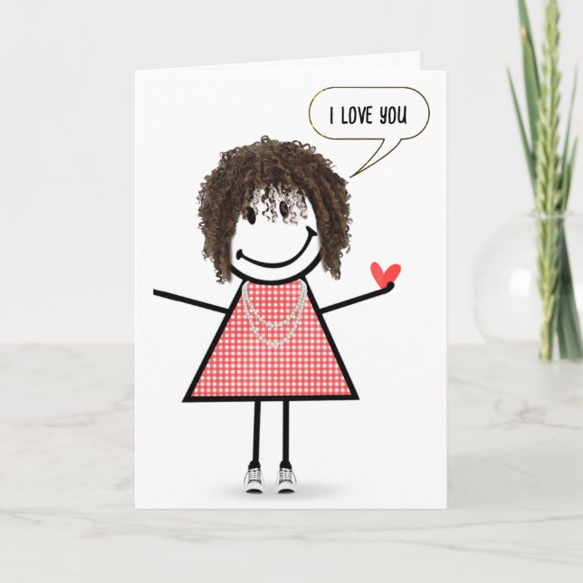 Anniversary Stick Figure Girl With Speech Bubble Card (Front)