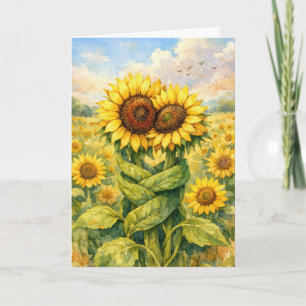 Anniversary Sunflowers Hugging Each Other Card