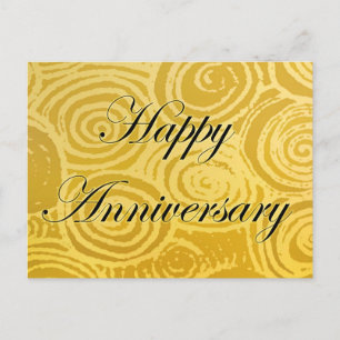 Anniversary Swirls Gold Postcard