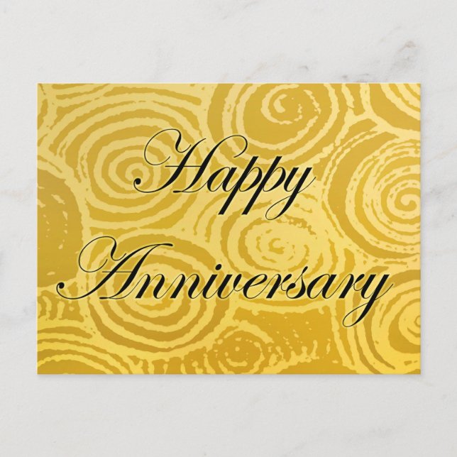 Anniversary Swirls Gold Postcard (Front)