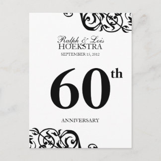Anniversary table number card party reception B&W