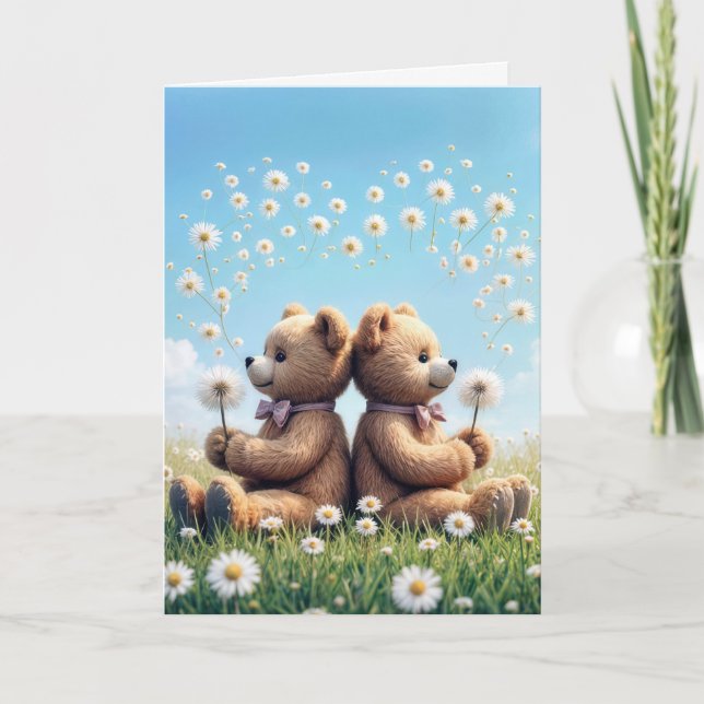 Anniversary Teddy Bears Flowers Card (Front)