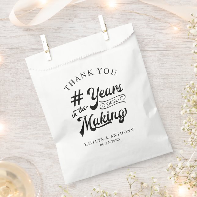 Anniversary Thank You YEARS IN THE MAKING Black Favour Bags (Clipped)
