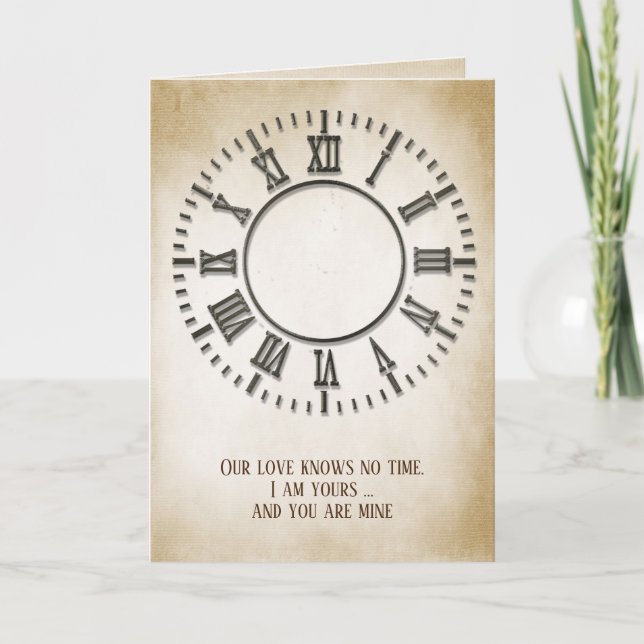 Anniversary Timeless Clock on Sepia Card (Front)