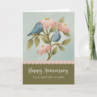 Anniversary to a Special Couple Floral Blue Bird