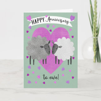 Anniversary to Ewe with Sheep and Hearts Card