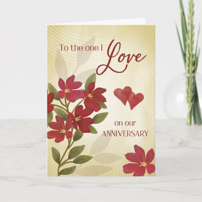 Anniversary to the one I Love Red Floral Collage  Card (Front)