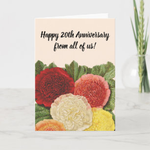 Anniversary Vintage Red White Pink Yellow Roses Card