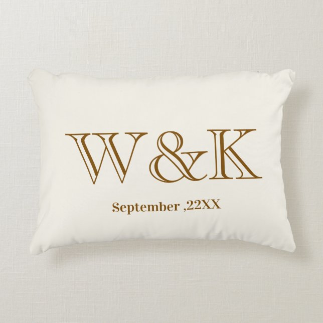Anniversary wedding couple monogram initial accent decorative cushion (Front)