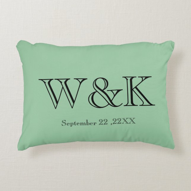 Anniversary wedding couple monogram initial accent decorative cushion (Front)