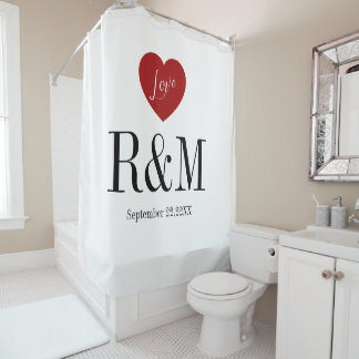 Anniversary wedding couple monogram initials shower curtain