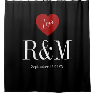 Anniversary wedding couple monogram initials shower curtain