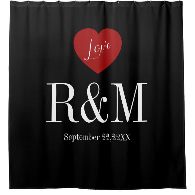 Anniversary wedding couple monogram initials shower curtain (Front)