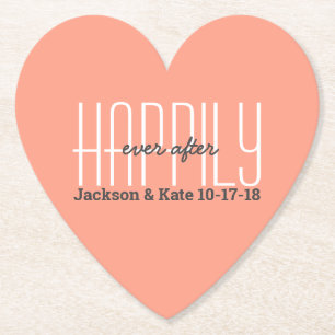 Anniversary Wedding Date Happily Ever After Custom Paper Coaster