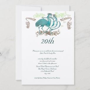 Anniversary Whimsical Love Birds Invitation