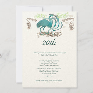 Anniversary Whimsical Love Birds Invitation