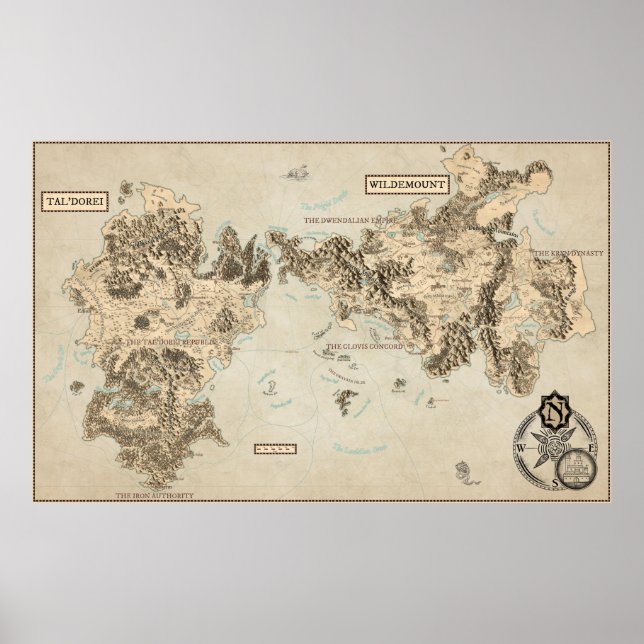 Annotated map of eastern Exandria Poster (Front)