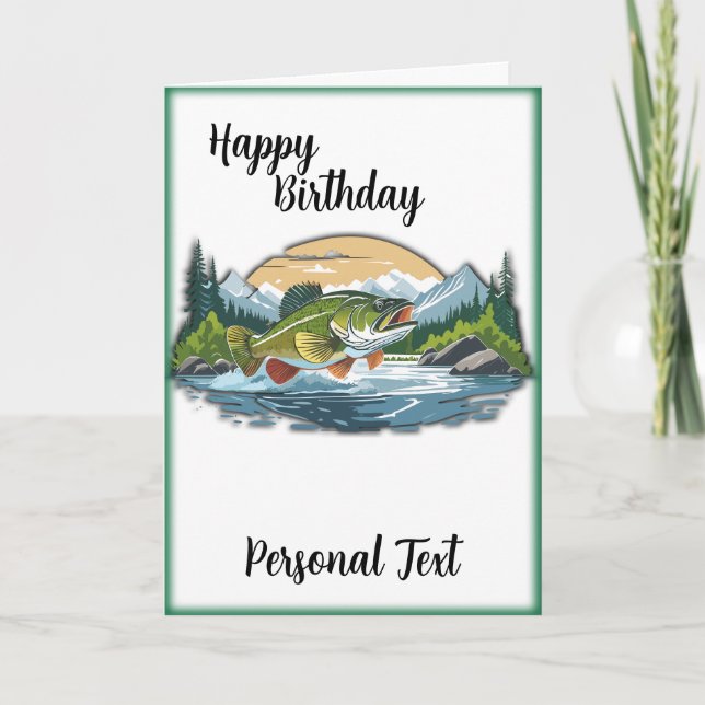 Announcement Card With Fishing Theme Birthday Card (Front)