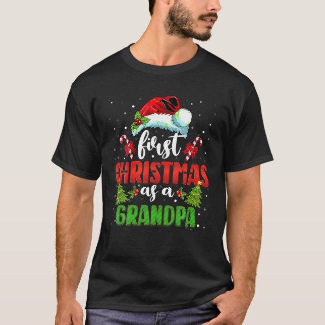Announcement First Christmas As A Grandpa Family M T-Shirt (Front)