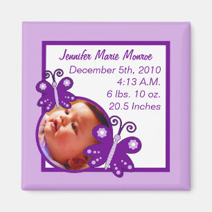 Announcement Magnet Purple Spring Time Butterfly