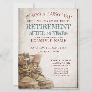 Announcement of retirement with old boots