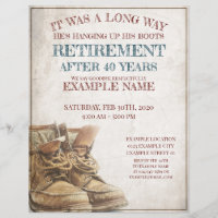 Announcement of retirement with old boots