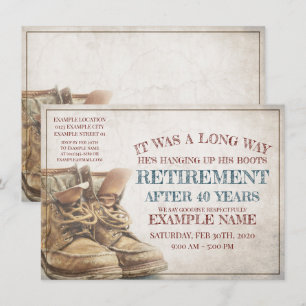 Announcement of retirement with old boots
