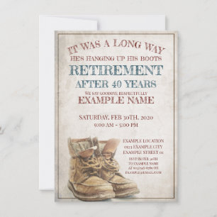 Announcement of retirement with old boots