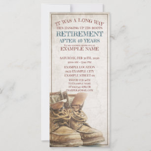 Announcement of retirement with old boots