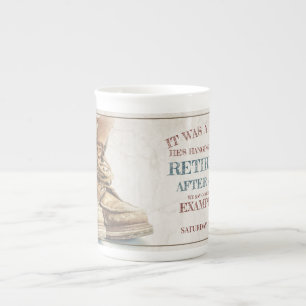 Announcement of retirement with old boots V1.0 Bone China Mug