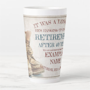 Announcement of retirement with old boots V1.0 Latte Mug
