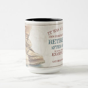 Announcement of retirement with old boots V1.0 Mug
