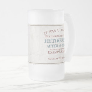 Announcement of retirement with old boots V2.0 Frosted Glass Beer Mug