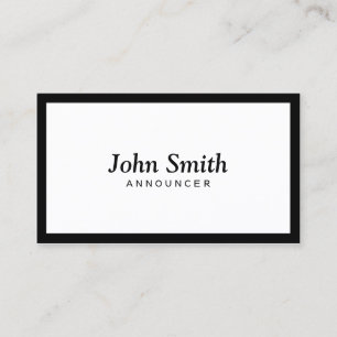 Announcer Minimalist Black Framed  Business Card