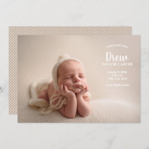 Announcing Our Baby Photo Birth Announcement